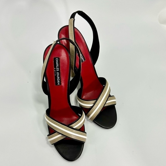 Charles Jourdan Paris tan slingback chunky heel size 9 - Picture 3 of 15